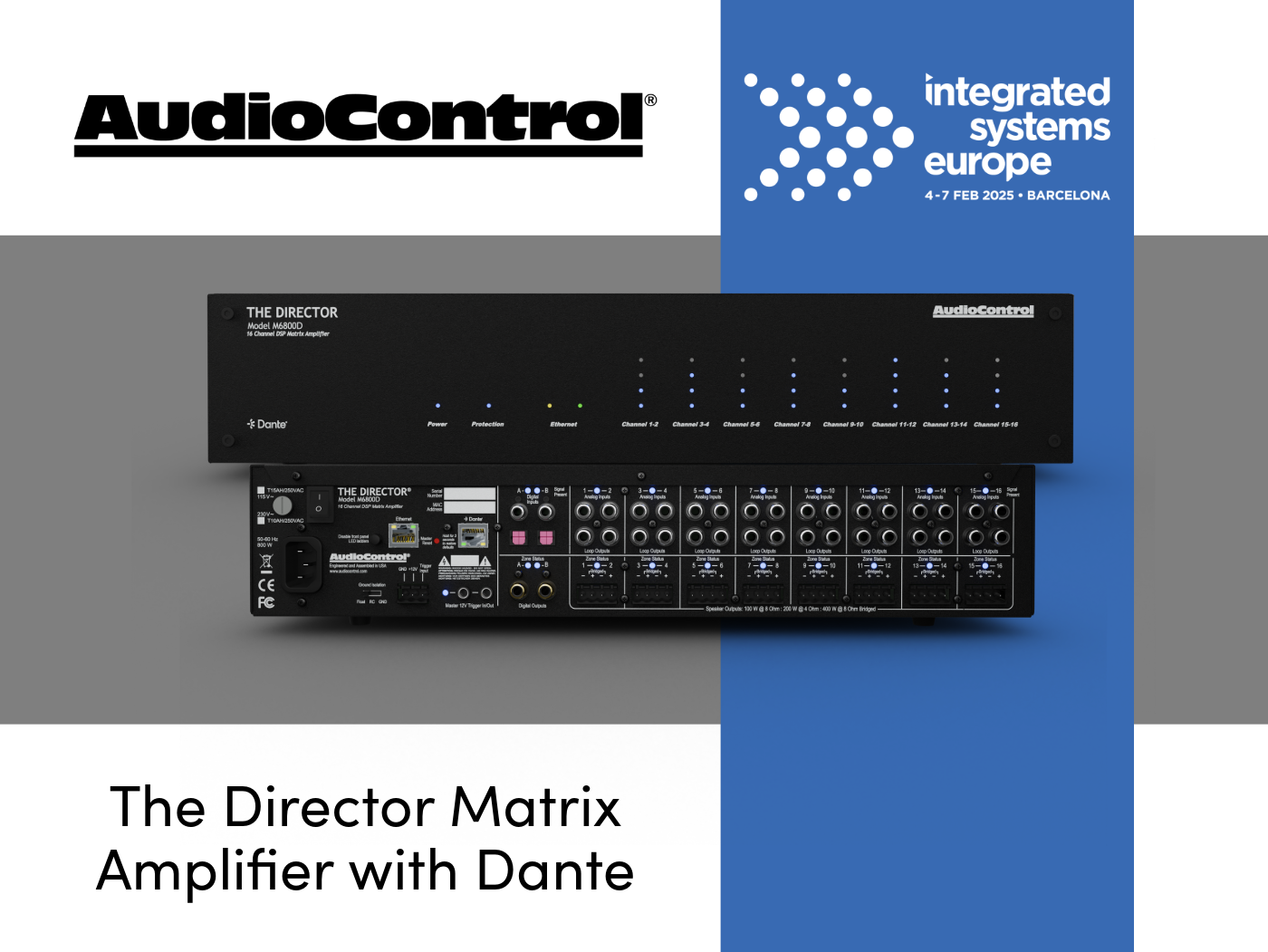 ISE 2025: Director M6800D 16-Channel DSP Amplifier With Dante Connectivity